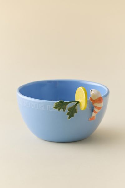 Urban Outfitters Hanging Shrimp Ceramic Cereal Bowl In Light Blue At