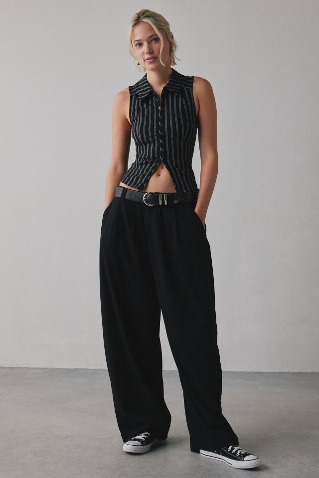 BDG Ledia Collared Zip-Front Vest Top #1