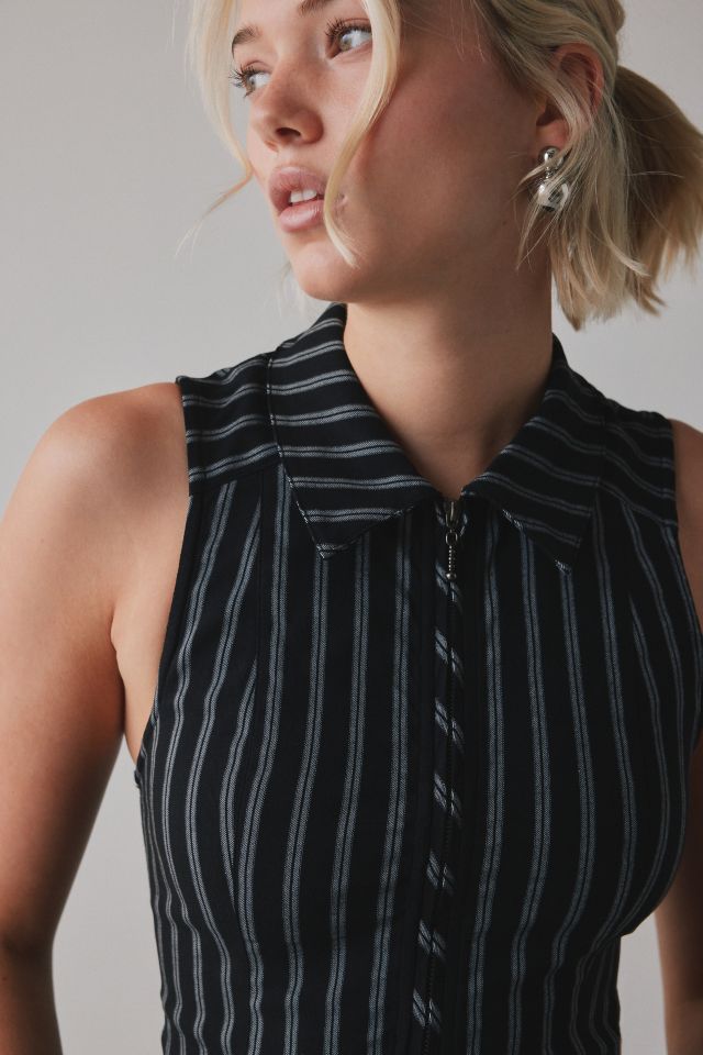 BDG Ledia Collared Zip-Front Vest Top #3