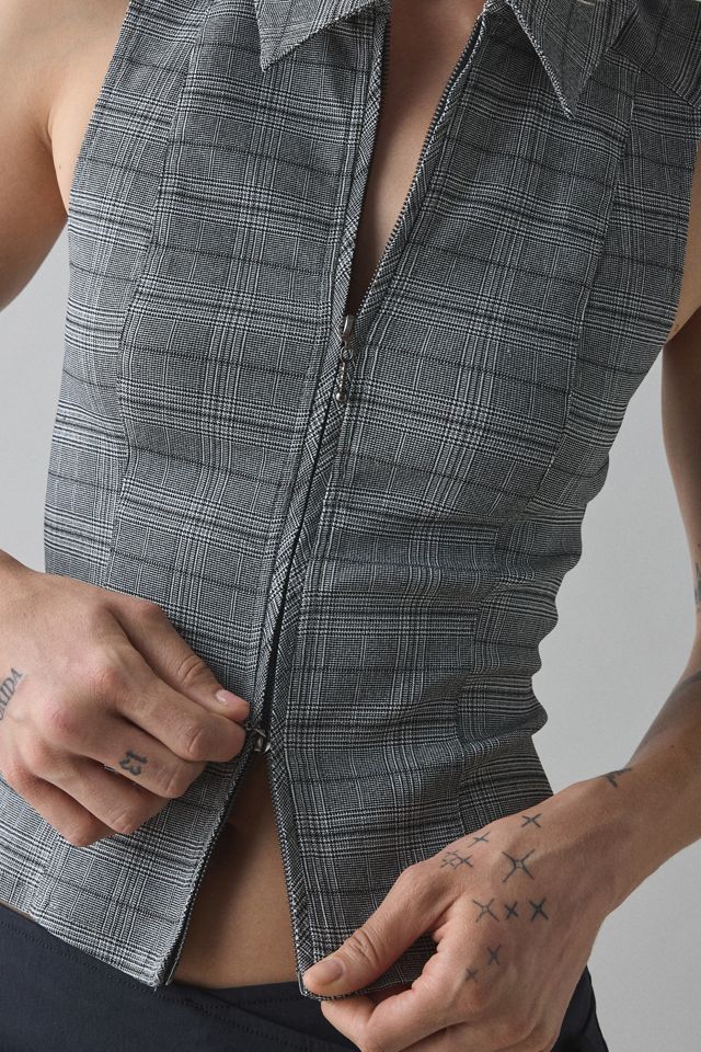 BDG Ledia Collared Zip-Front Vest Top #1