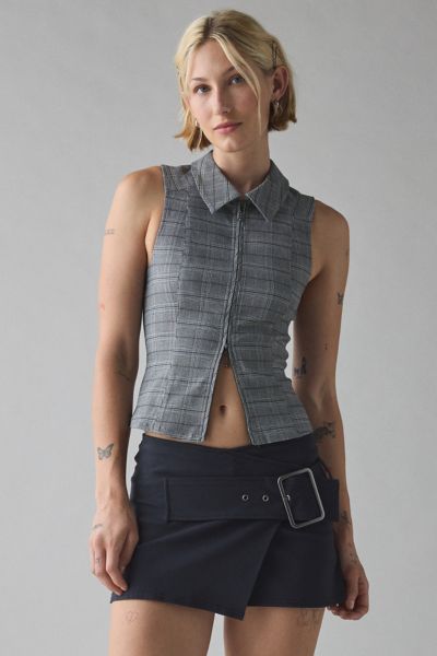 Neon Rose Embroidered Gingham Sleeveless Top | Urban Outfitters