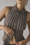 BDG Ledia Collared Zip-Front Vest Top