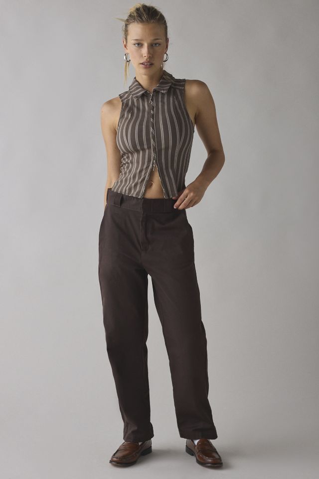 BDG Ledia Collared Zip-Front Vest Top
