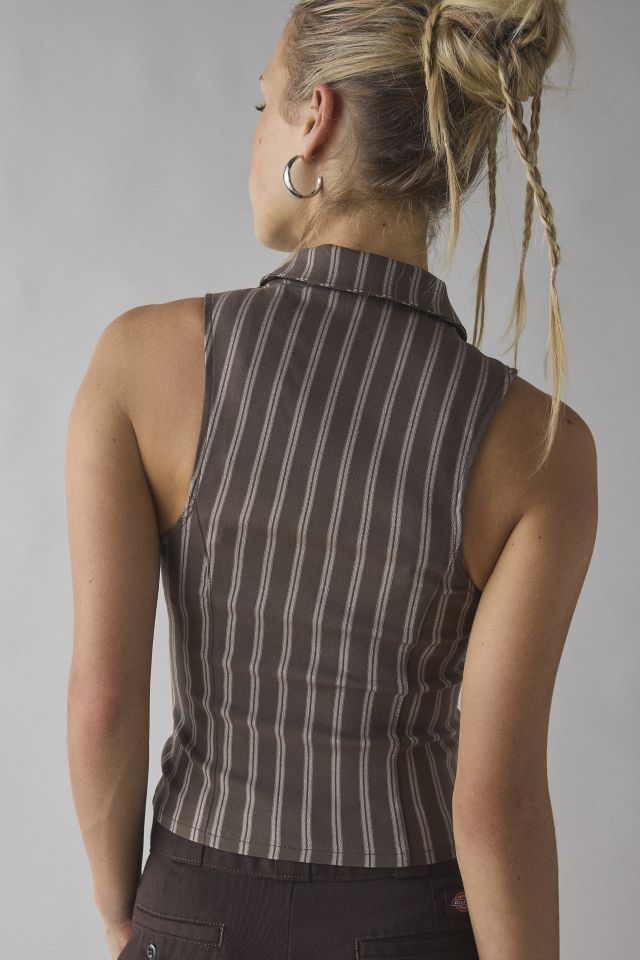 BDG Ledia Collared Zip-Front Vest Top