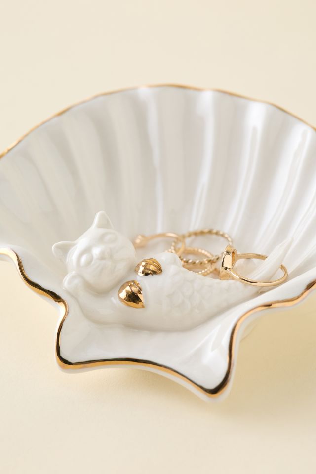 Mermaid Kitty Shell Ceramic Catch-All Dish #1