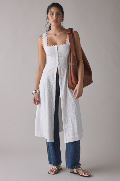 Kimchi Blue Mariana Eyelet Lace Button-Front Midi Dress | Urban Outfitters