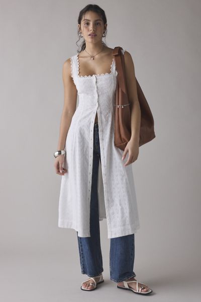 Kimchi Blue Mariana Eyelet Lace Button-Front Midi Dress