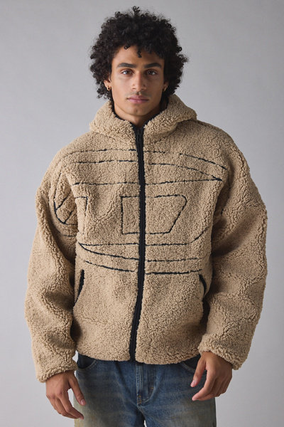 Diesel S-Zat Fleece Hooded Zip-Up Jacket | Urban Outfitters