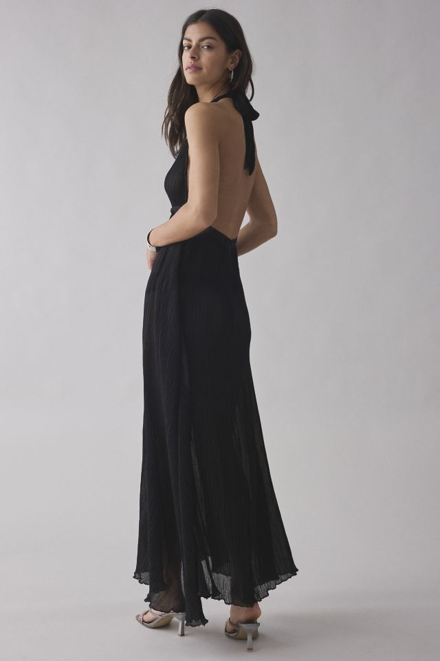 Lioness Ford Semi-Sheer Mesh Plunging Halter Maxi Dress #2