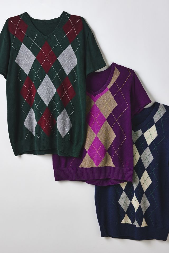 ReMADE By UO Short Sleeve Argyle Sweater #1