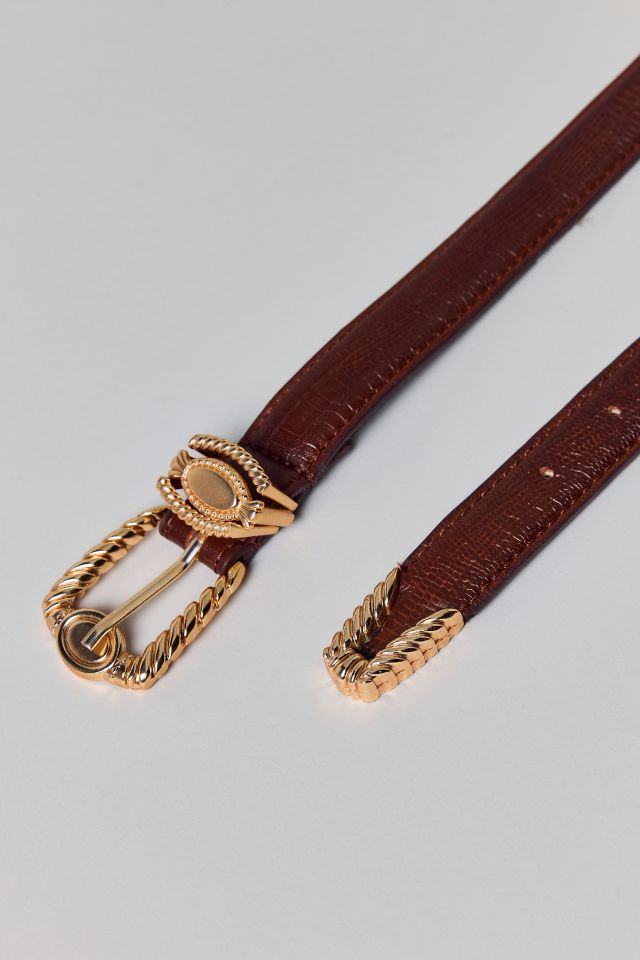 Textured Slim Leather Belt #1