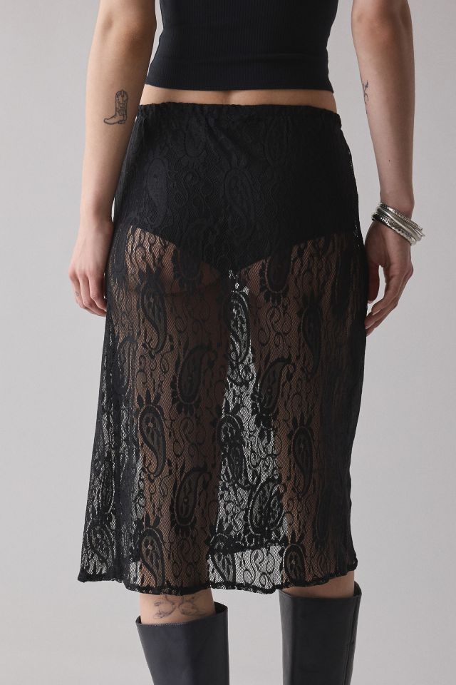 ReMADE By UO Sheer Lace Midi Skirt #4