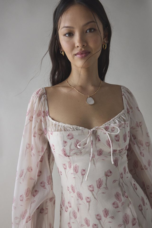 Kiss The Sky Drop Waist Corset-Tie Long Sleeve Mini Dress #3