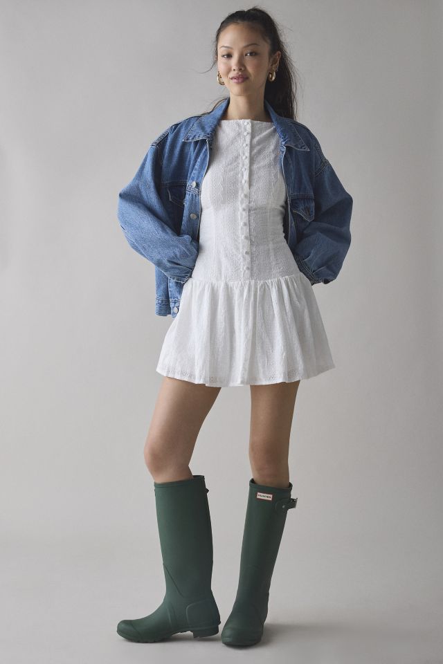 Kiss The Sky Eyelet Boatneck Drop Waist Mini Dress #1