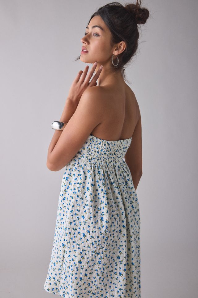 Kiss The Sky Ditsy Floral Strapless Babydoll Mini Dress #1
