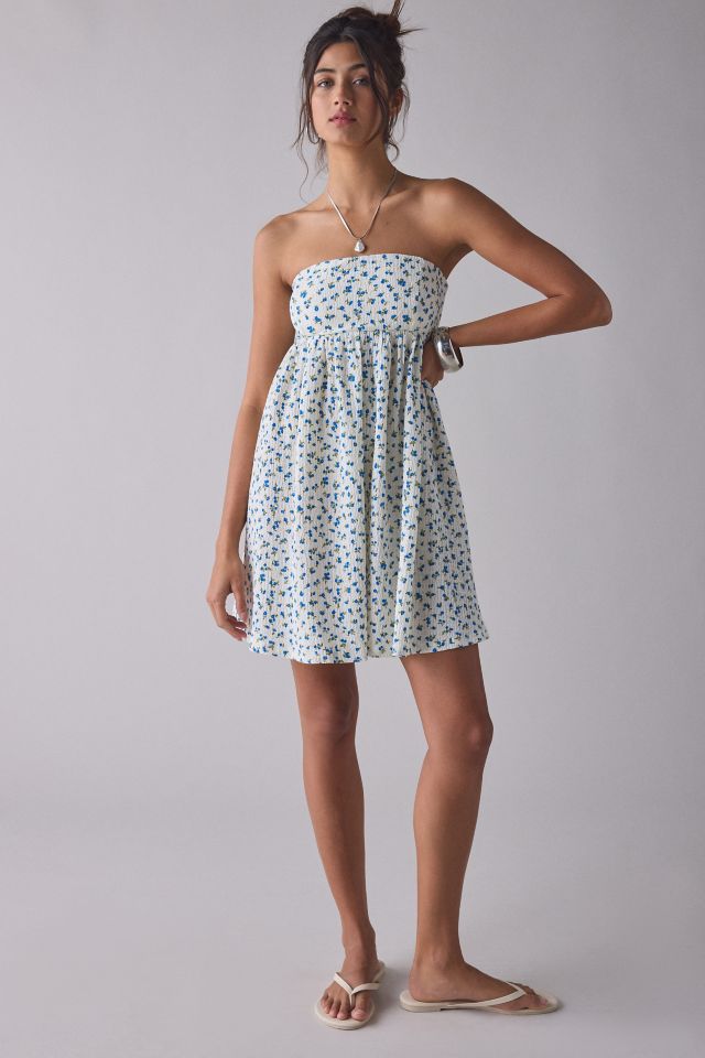 Kiss The Sky Ditsy Floral Strapless Babydoll Mini Dress #2