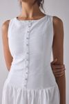 Kiss The Sky Boatneck Button-Front Drop Waist Midi Dress