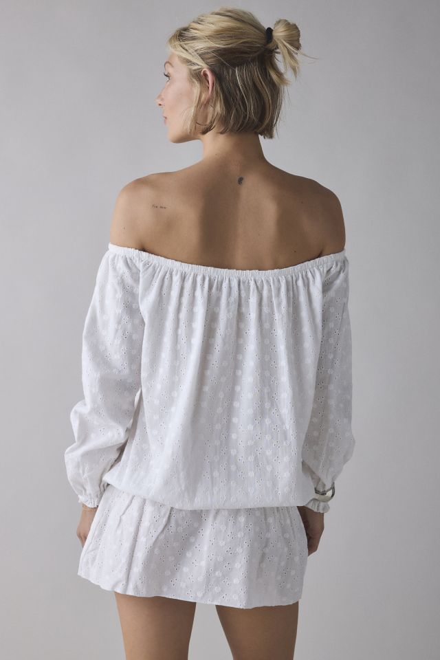 Motel Melisandre White Broderie Off-The-Shoulder Mini Dress #1