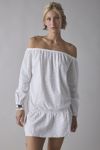 Motel Melisandre White Broderie Off-The-Shoulder Mini Dress