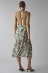 Kimchi Blue Lola Tropical Floral Embroidered Asymmetric Halter Midi Dress