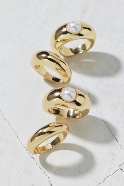 Pearl Dome Ring Set