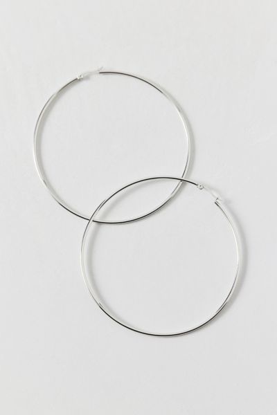 Urban Outfitters 14k Gold Plated Oversized Thin Hoop Earring In Silver, Women's At  In Silver