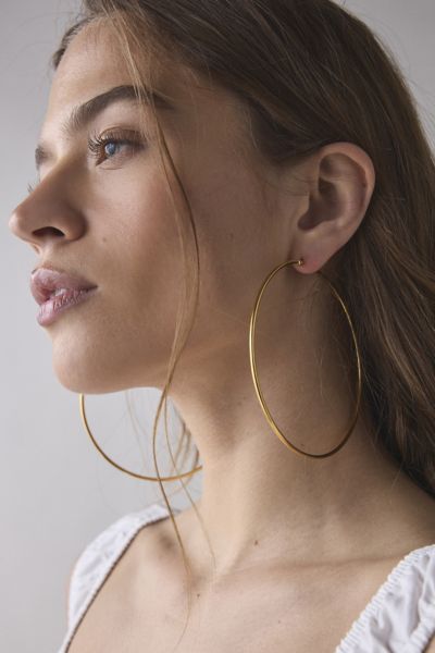 Urban Outfitters 14k Gold Plated Oversized Thin Hoop Earring In Gold, Women's At  In Gold