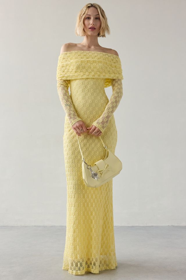off shoulder maxi dress yellow Ella Light Formal - US 18 Rayon Non Fortunate One | Bella Maxi