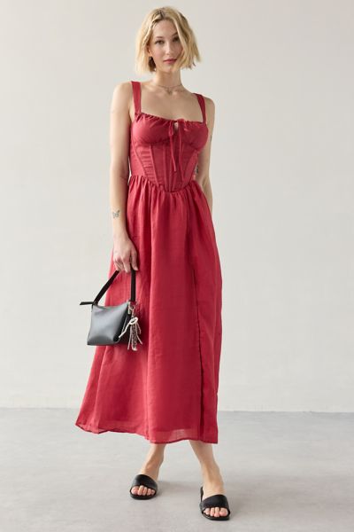 Bardot Esra Corset Tie-Front Midi Dress