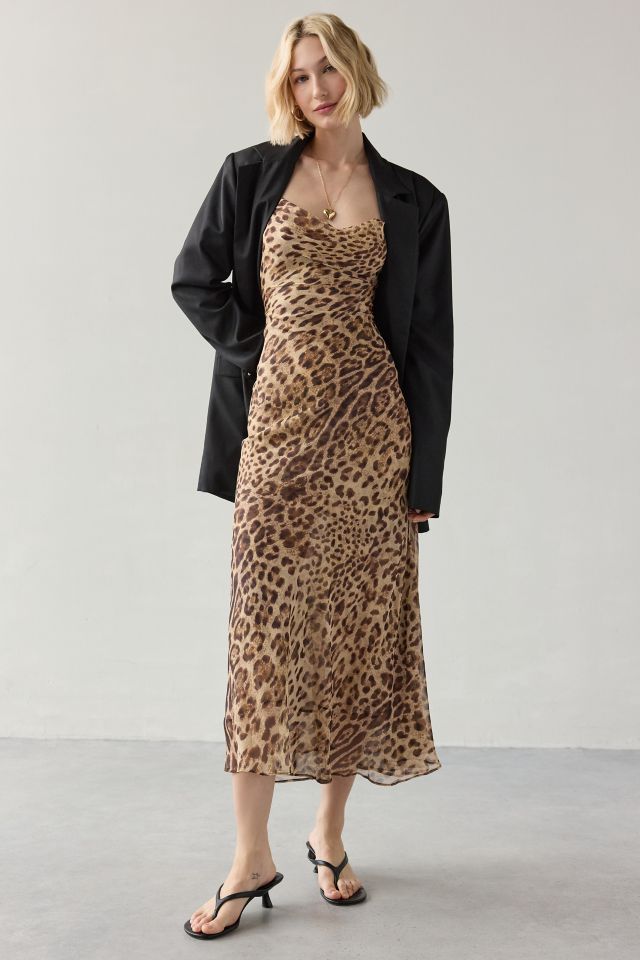 Bardot Monroe Leopard Print Cowl Neck Cami Maxi Dress #2