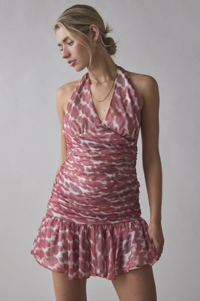 Bardot Mave Red Spot Halter Neck Mini Dress