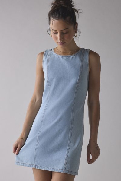 UO Maisie High-Neck Denim Shift Mini Dress Product Page
