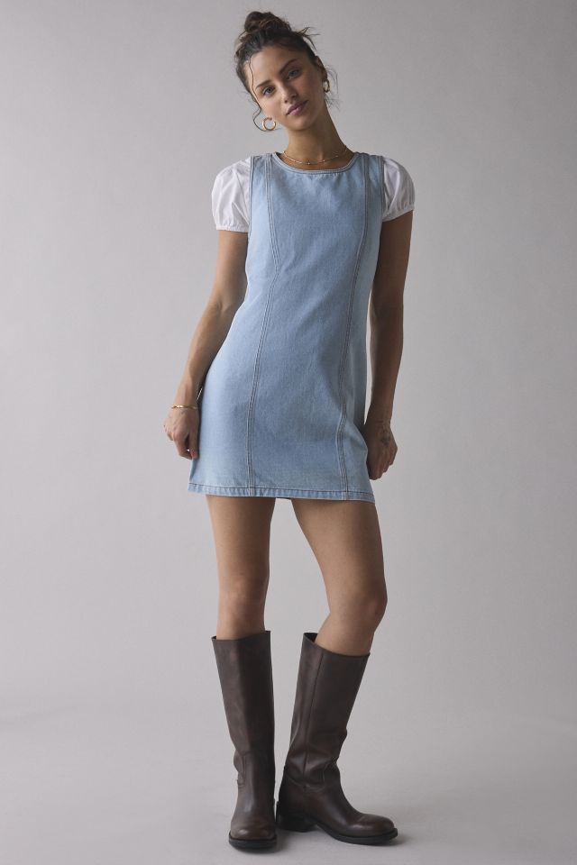 UO Maisie High-Neck Denim Shift Mini Dress #3