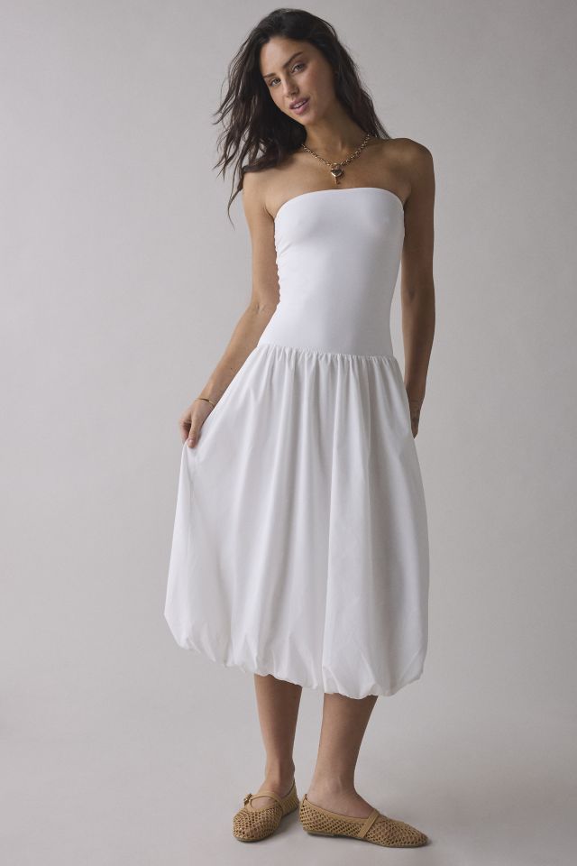UO Nolee Drop Waist Bubble Hem Tube Midi Dress #3