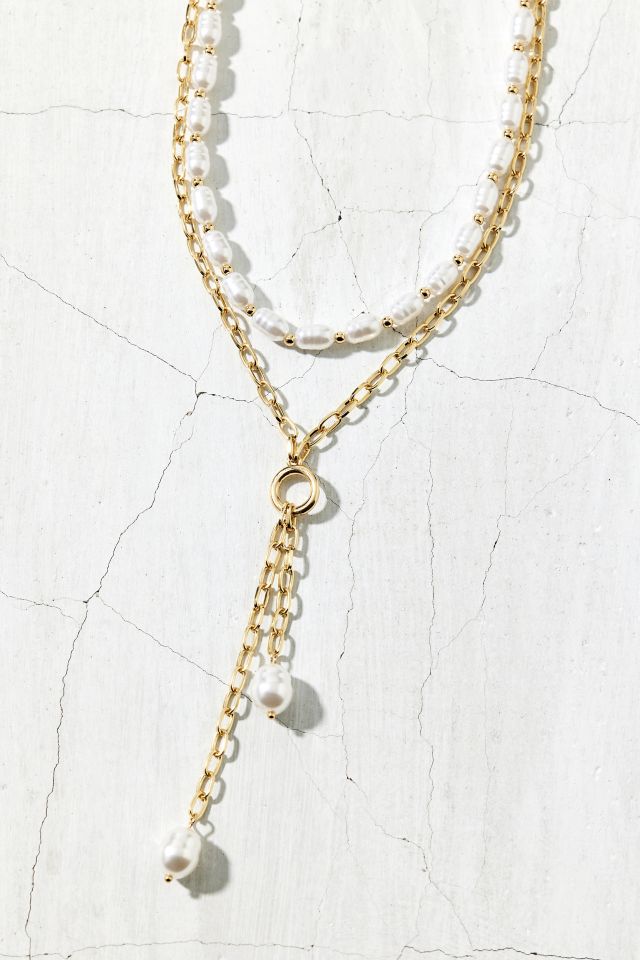 Pearl Layered Lariat Necklace #1