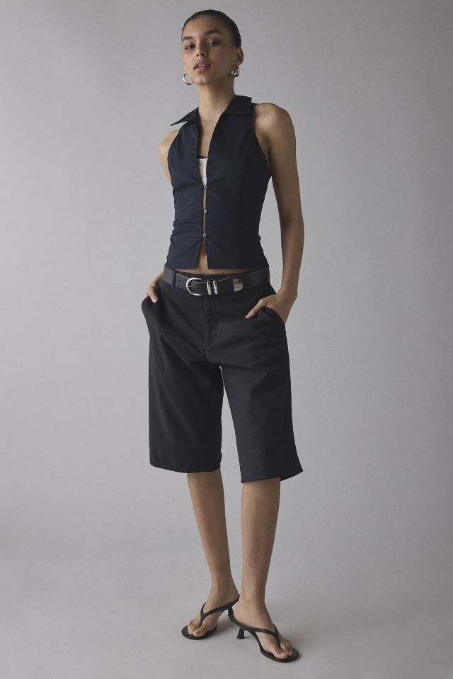 UO Party Girl Cotton-Blend Button Down Sleeveless Shirt #3