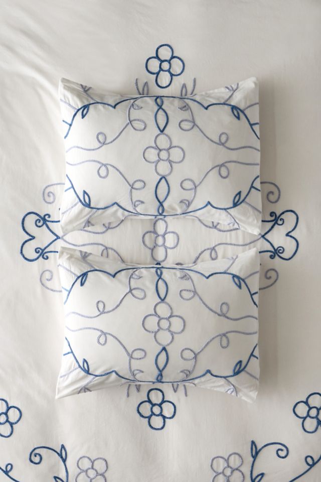 Lola Floral Chenille Embroidered Sham Set #1