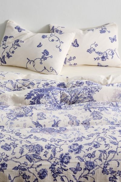 Bunny Toile Patterned Cotton Gauze Duvet Cover