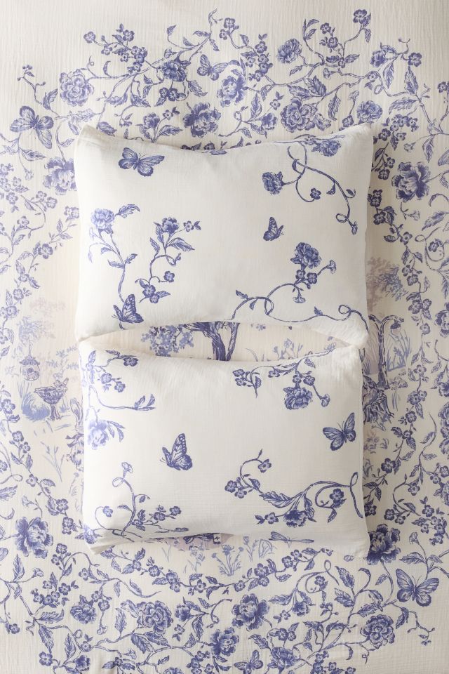Bunny Toile Patterned Cotton Gauze Sham Set #1