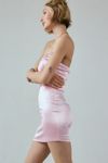 UO Vivien Corseted Strapless Satin Mini Dress