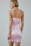 UO Vivien Corseted Strapless Satin Mini Dress