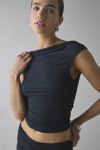 UO Arlette Cupro Boatneck Top & Asymmetric Mini Skort Set