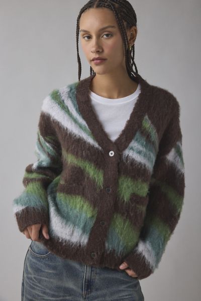 OBEY Delirium Fuzzy Knit Oversized Cardigan