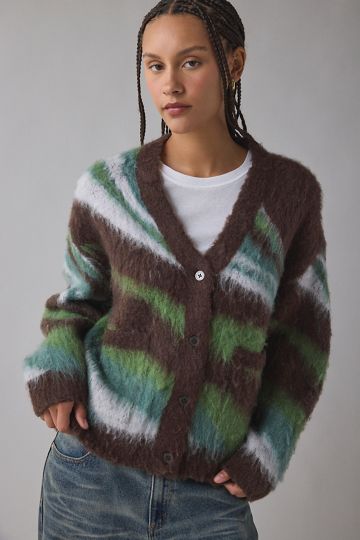 OBEY Delirium Fuzzy Knit Oversized Cardigan