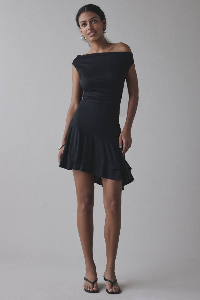 UO Happy Hour Asymmetrical Off-The-Shoulder Mini Dress #1