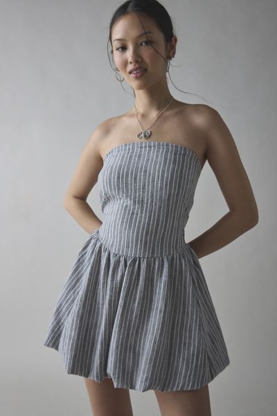 Kimchi Blue Coastal Stripe Strapless Open-Back Bubble Romper