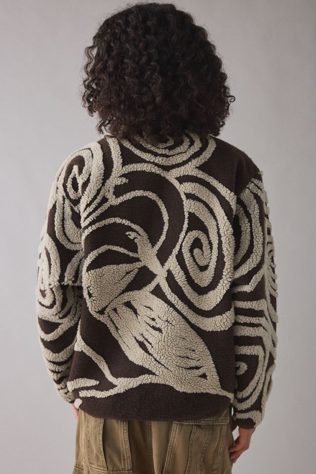 OBEY Swirls Jacquard Piled Fleece Zip-Up Jacket #1