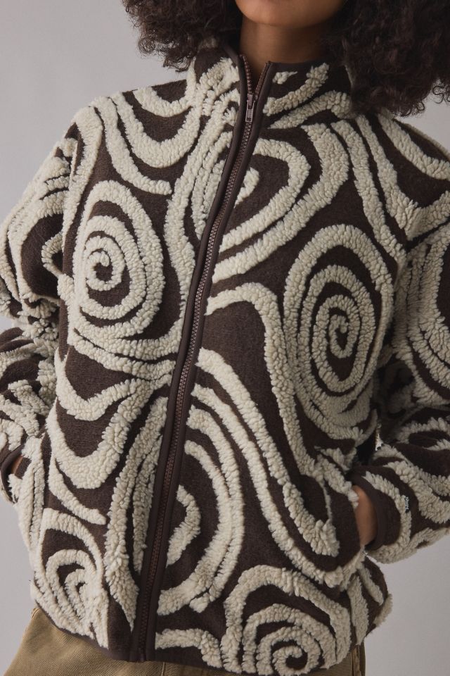 OBEY Swirls Jacquard Piled Fleece Zip-Up Jacket #3