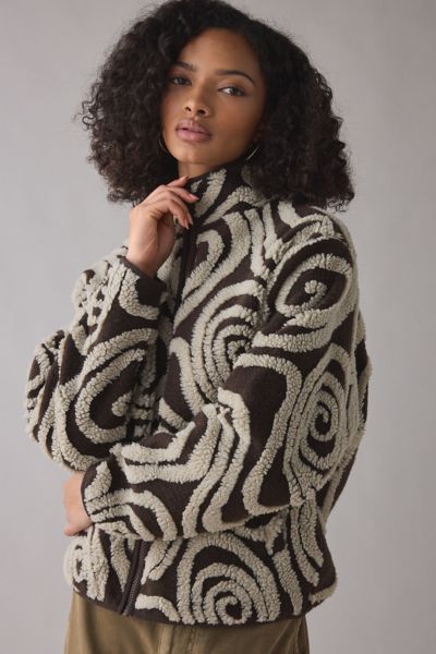 OBEY Swirls Jacquard Piled Fleece Zip-Up Jacket