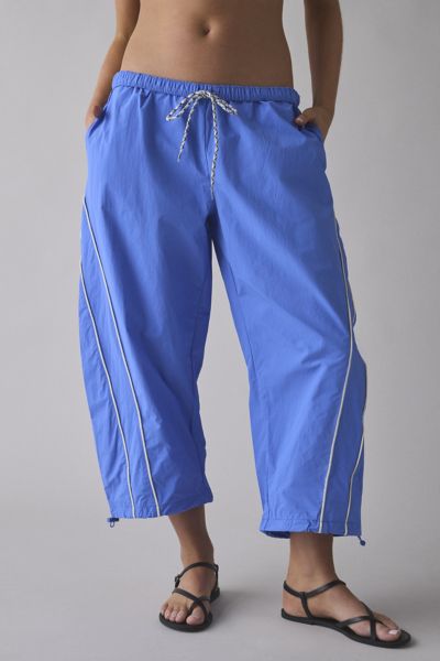 BDG FAST TRACK LOW-RISE CROPPED NYLON PANT IN BLUE AT URBAN OUTFITTERS 